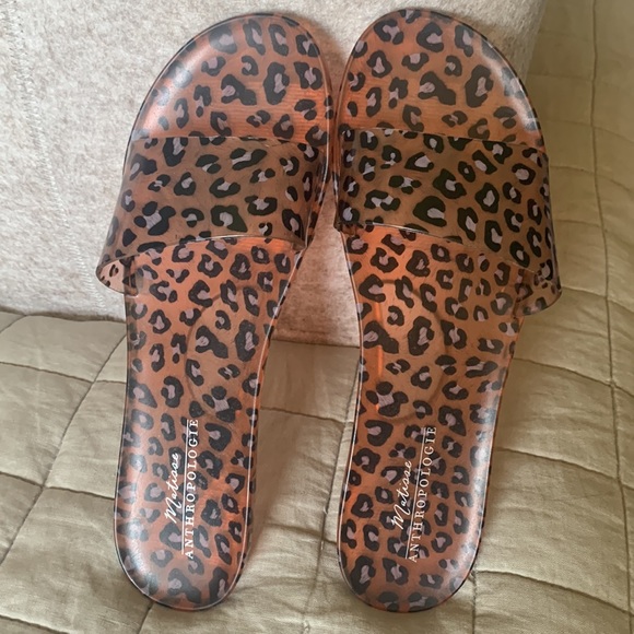 Matisse Anthropologie Leopard Jelly Slides NWOT - Picture 2 of 4